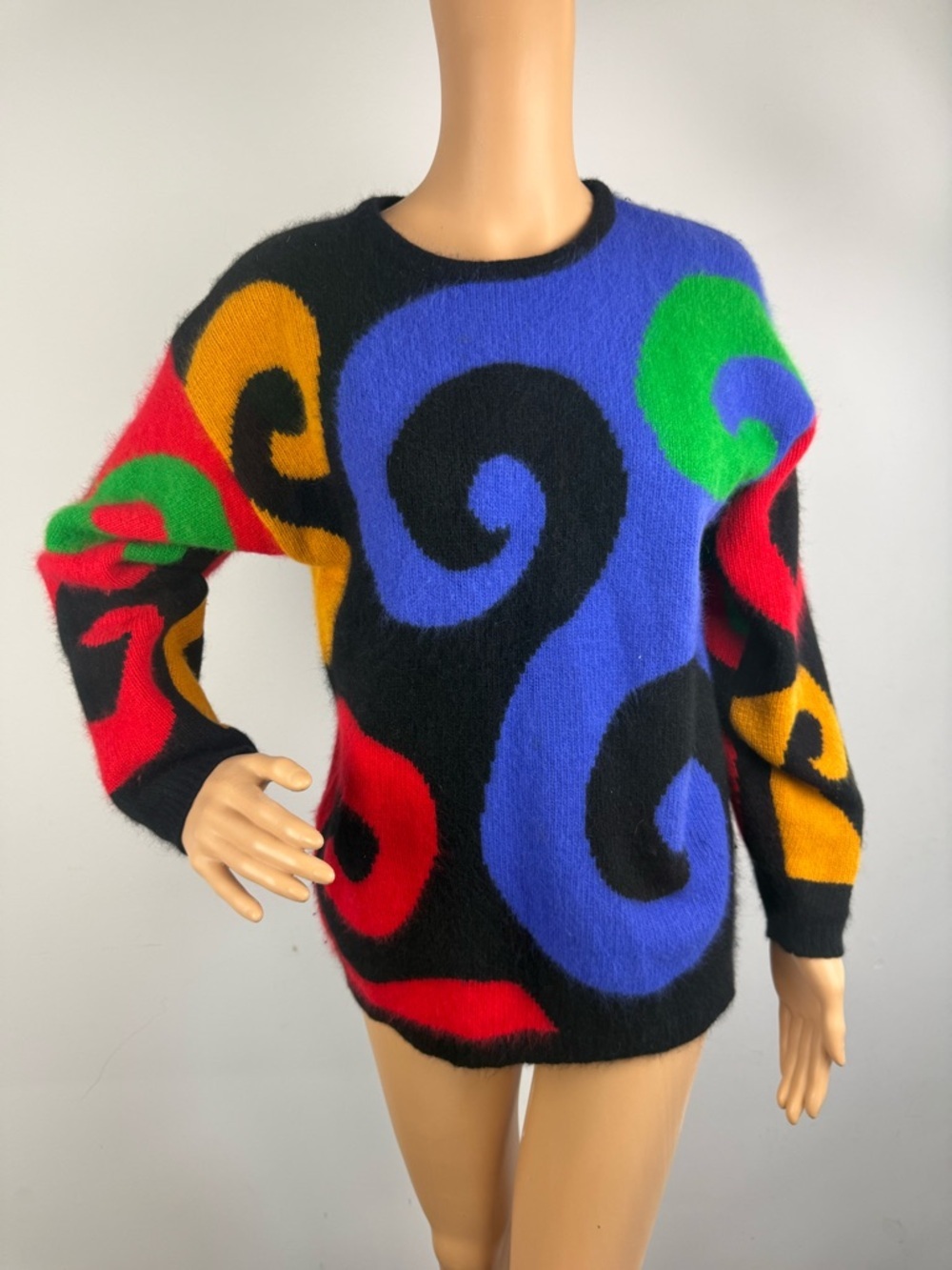 80s/90s Rafaella Womens Small Angora/Lambswool Blend Sweater Colorful Pullover